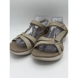 Skechers Women's Goga Max Taupe Tan Sandals Strappy Comfort Walking Size 9